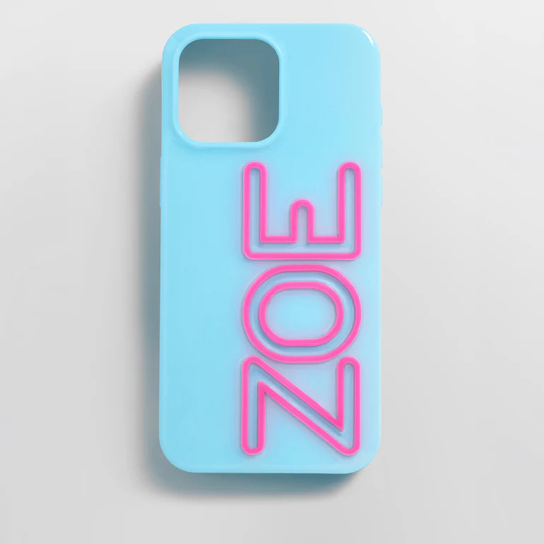 Fine Line Custom iPhone Case - Light Blue/Hot Pink | BaubleBar