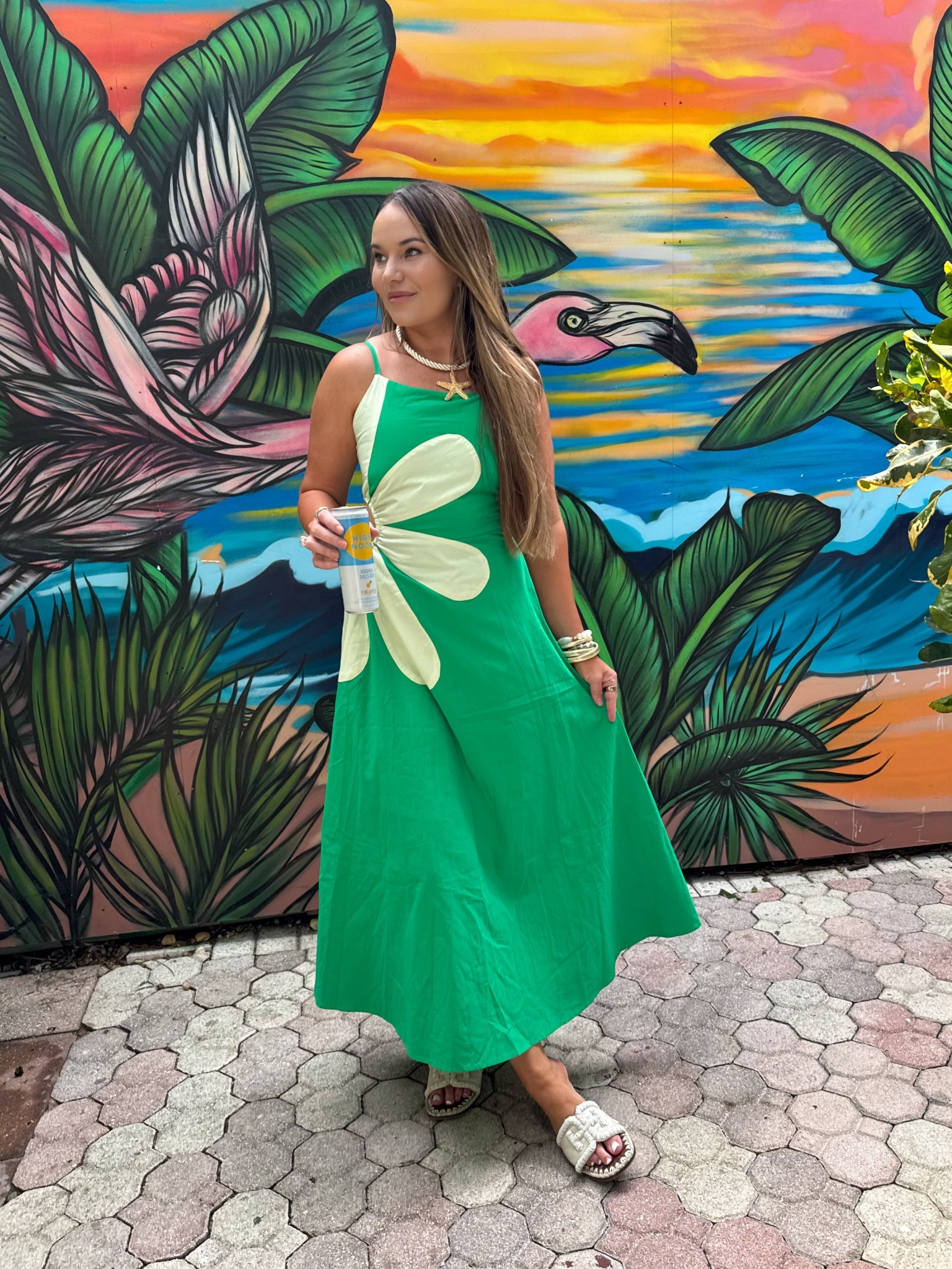 Green cut out floral detail midi dress 
Vacation + resort 
Wearing a size small! 💚🌴

#LTKFindsUnder100 #LTKStyleTip #LTKTravel