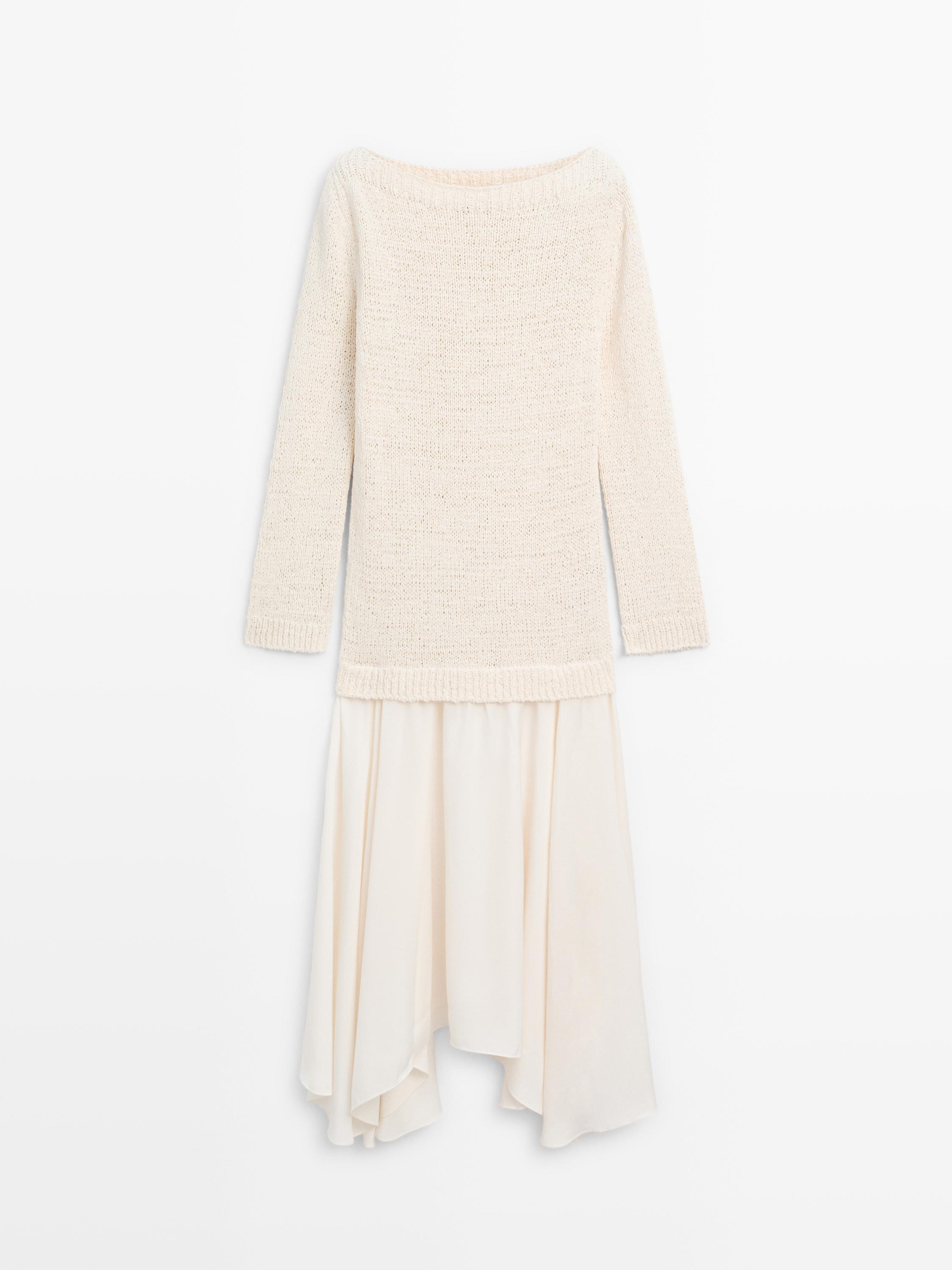 Combined asymmetric midi dress | Massimo Dutti US