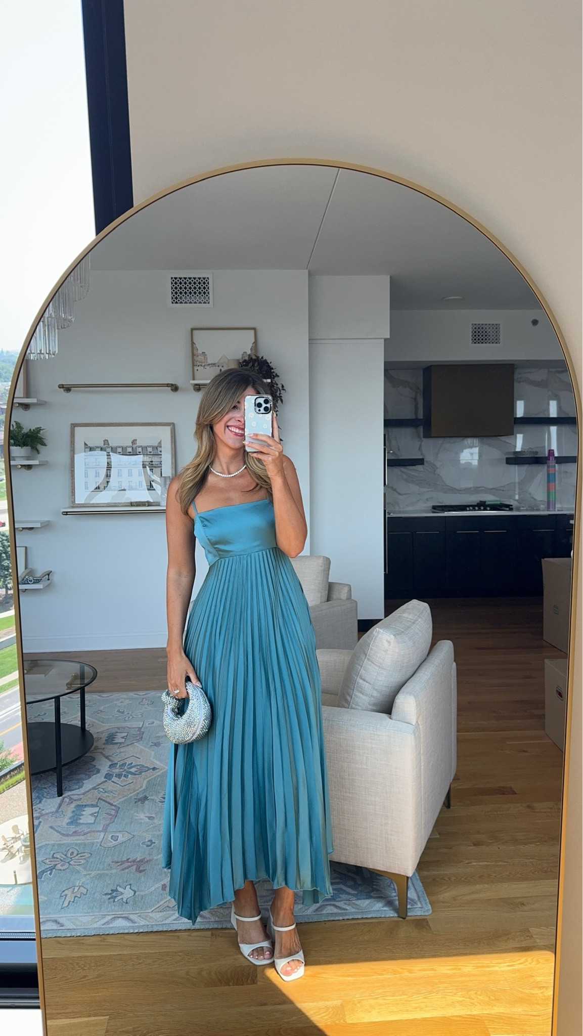 Blue pleated midi dress from
Abercrombie formal even wedding guest dress. 

Wearing my usual small/2

Electric picks code: emerson20

#LTKParties #LTKWedding #LTKStyleTip