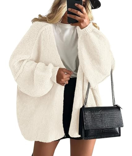 PRETTYGARDEN Womens Oversized Cardigan Sweaters 2025 Fall Long Lantern Sleeve Knit Open Front Lig... | Amazon (US)