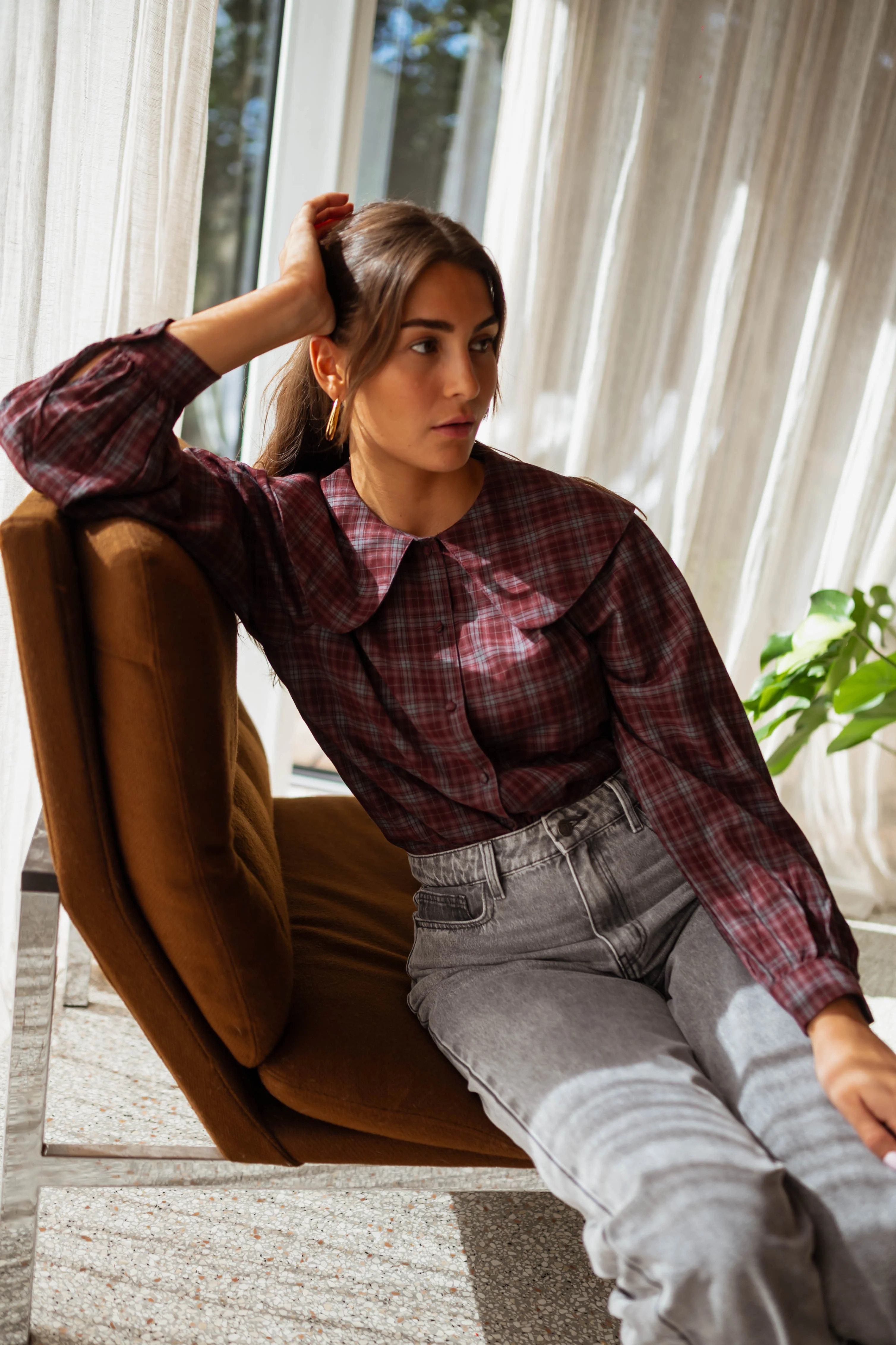 Burgundy Checkered Emmie Shirt | Easy Clothes