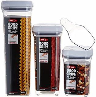 OXO Good Grips 3 Piece Pop Container Set with Scoop,White | Amazon (US)