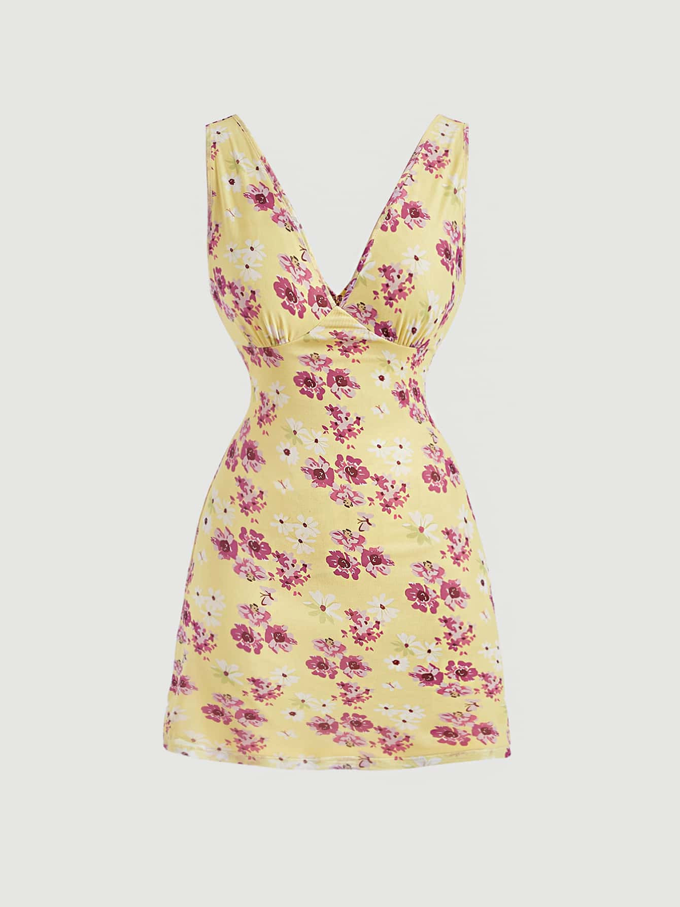 SHEIN MOD Floral Print V Neck Dress | SHEIN