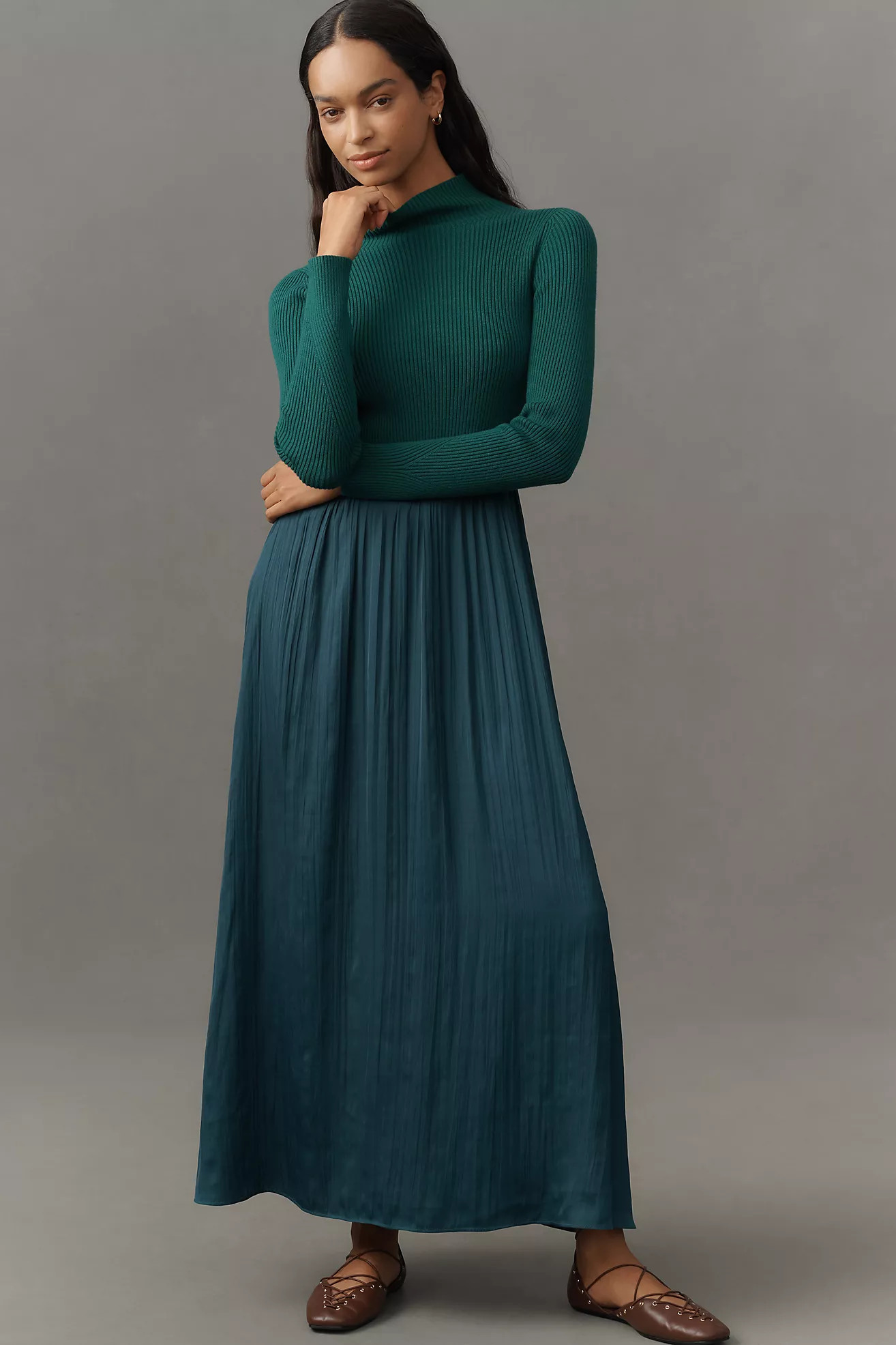 The Thea Long-Sleeve Twofer Maxi Dress | Anthropologie (US)