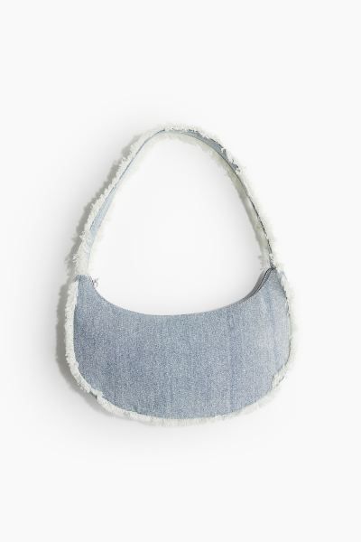 Frayed-edge Denim Shoulder Bag - Light denim blue - Ladies | H&M US | H&M (US + CA)