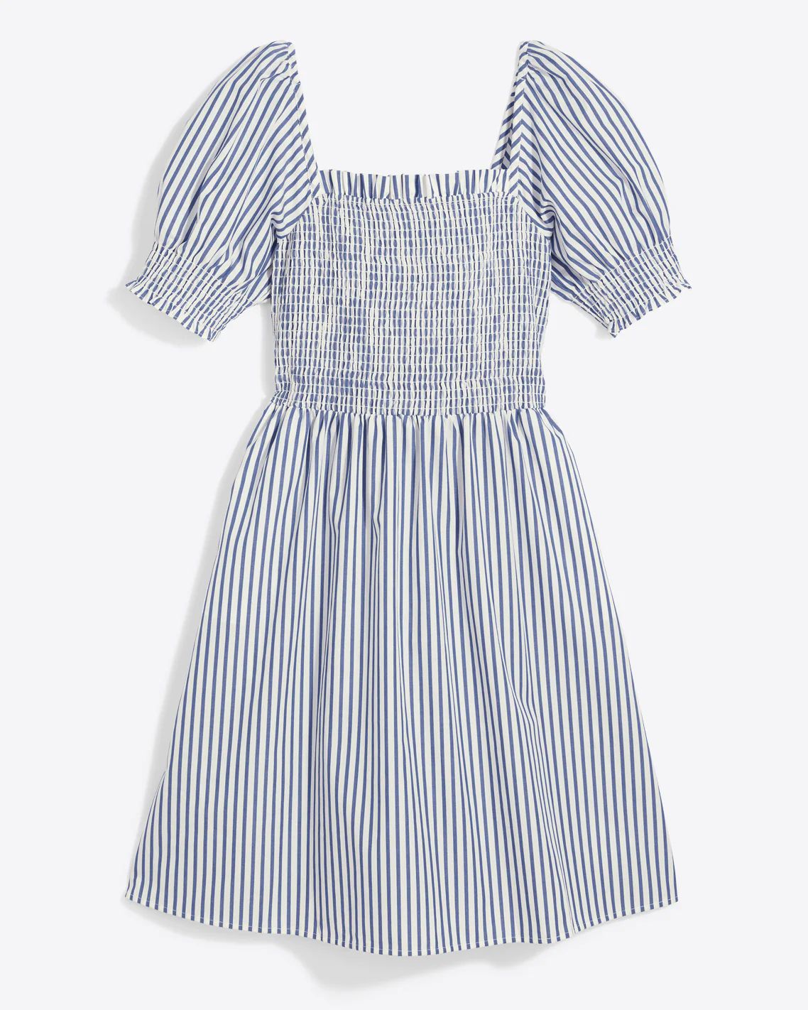 Cam Smocked Dress in Blue Shirting Stripe | Draper James (US)