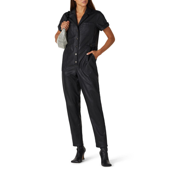 Minkpink Liaison Faux Leather Utility Jumpsuit black | Rent the Runway