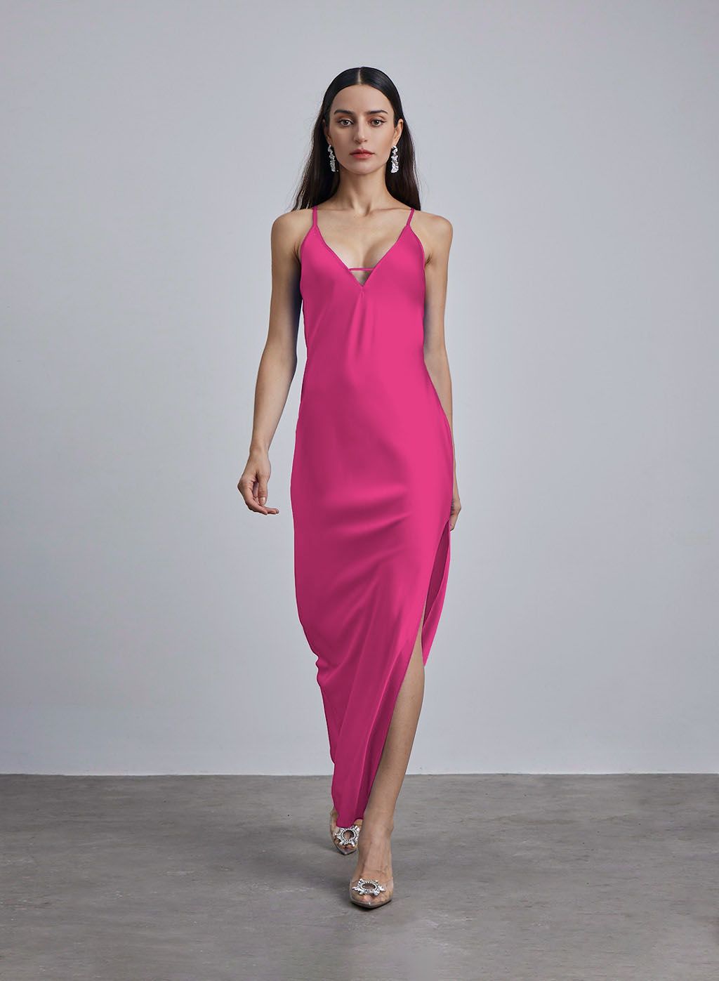 Sapphire Side Slit Silk Maxi Dress | Silk Maison