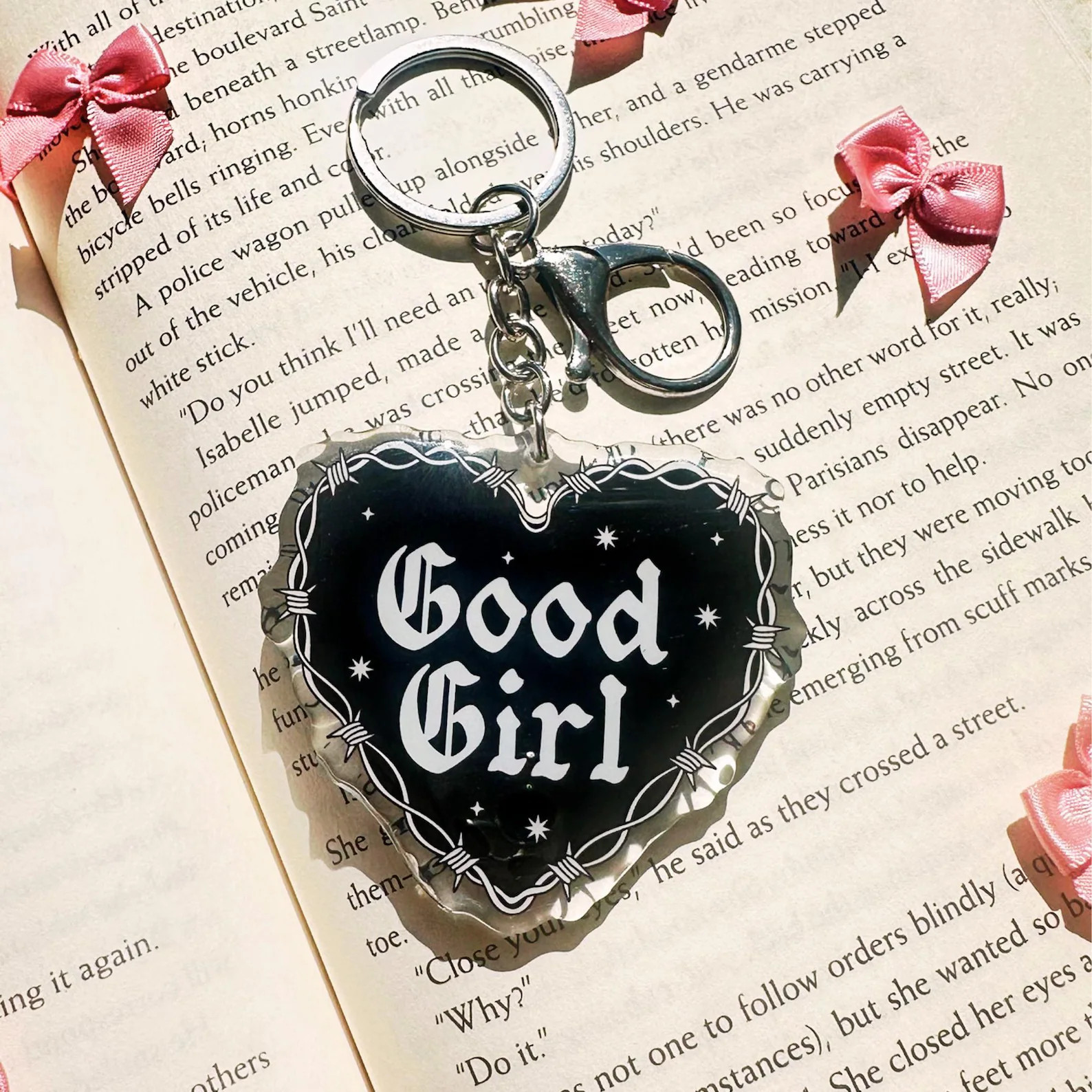 Good Girl Acrylic Heart Keychain, Gothic Dark Romance Reader Accessory | Etsy (Global)