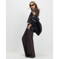 River Island Black Leopard Print Wide Leg Trousers | River Island UK & IE