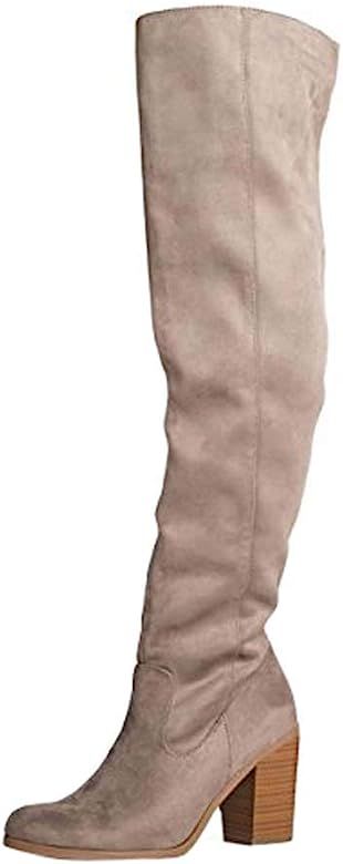 Knee High Stacked Heel Boot – Comfortable Cushioned Dress High Heel Shoes – Casual Over The K... | Amazon (US)