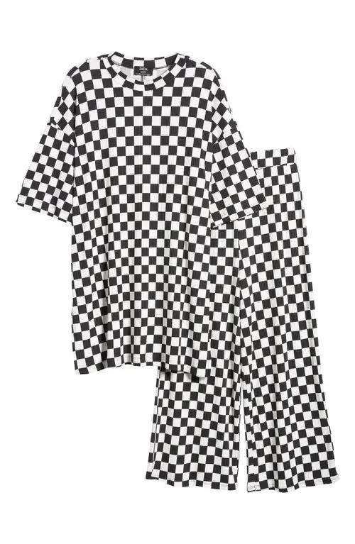 Lex Ribbed Oversize T-Shirt & High Waist Crop Pants Set | Nordstrom