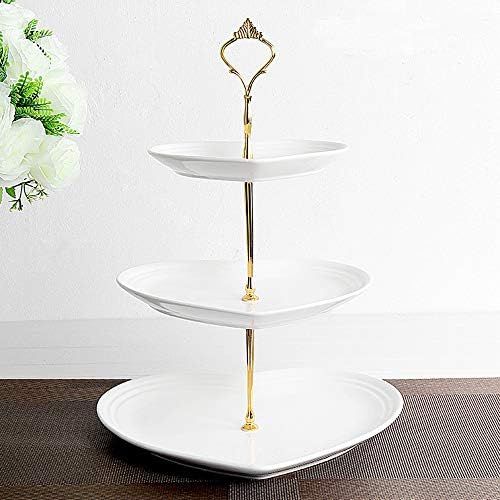 KOKITEA 3-Tier Elegant Ceramic Cake Stand - Dessert Cupcake Stand - Pastry Serving Tray Platter f... | Amazon (US)