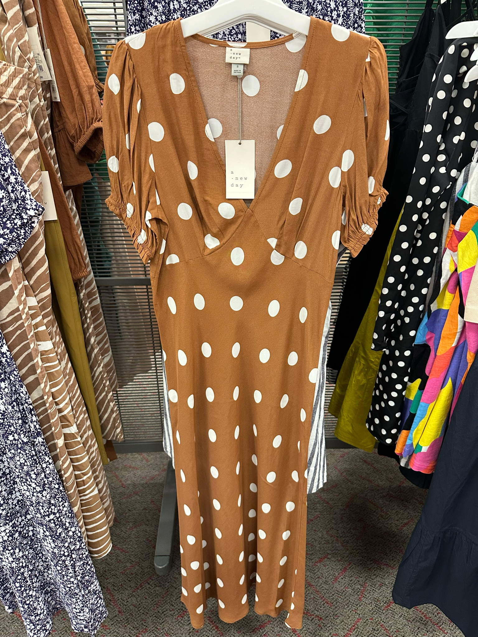 brown polka dot dress target Women's Sleeveless Ruffle Maxi A-Line Dress