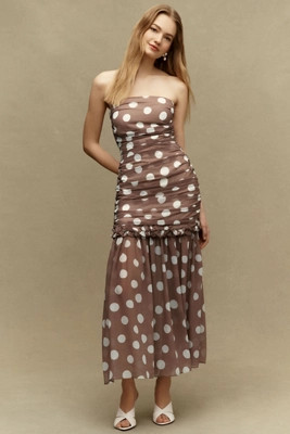 Elliatt Sola Polka Dot Strapless Maxi Dress | Anthropologie (US)