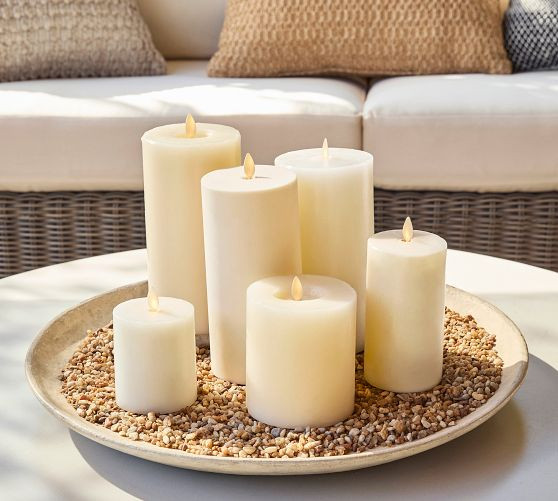 Premium Flickering Flameless Wax Pillar Candle | Pottery Barn (US)