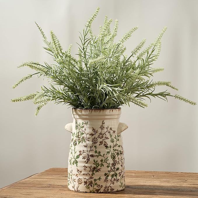 SIDUCAL Ceramic Green and Beige Retro Vase with Two-Ear, 7.6 Inch Ice Cracked Vintage Pastoral Va... | Amazon (US)