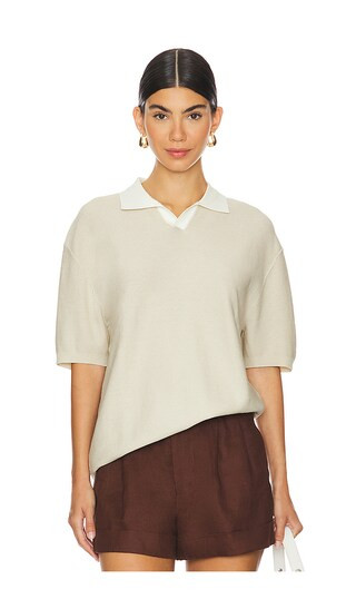 Contrast Collar Polo in Beige | Revolve Clothing (Global)