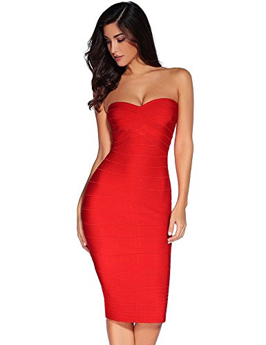 Women's Midi Cocktail Dresses Strapless Bandage Bodycon Dress Wedding Party Dress | Amazon (US)