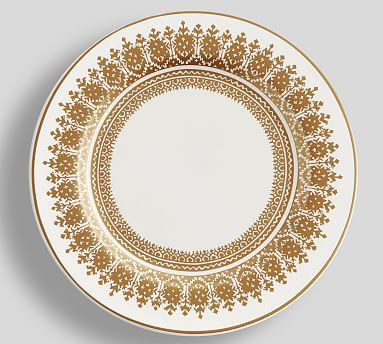 Gold Diya Pattern Stoneware Dinner Plates - Set of 4 | Pottery Barn (US)