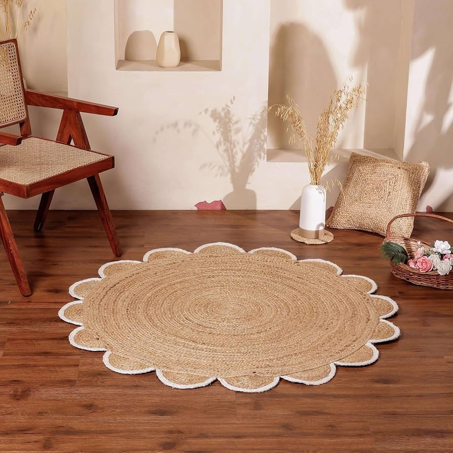 RUGSWEAVE Jute Braided Area Rug - 4'x4' Round Vintage Farmhouse Rug, Handmade Circle Boho Area Ru... | Amazon (US)