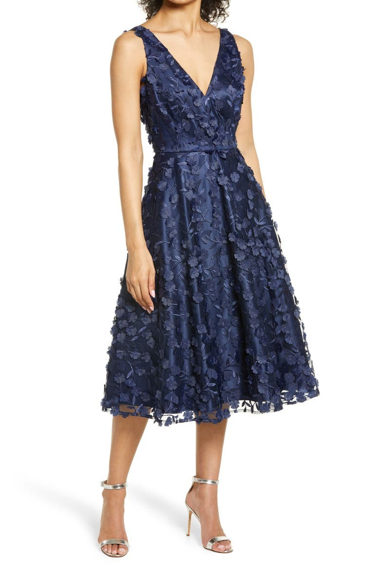 3D Appliqué Fit & Flare Cocktail Dress | Nordstrom