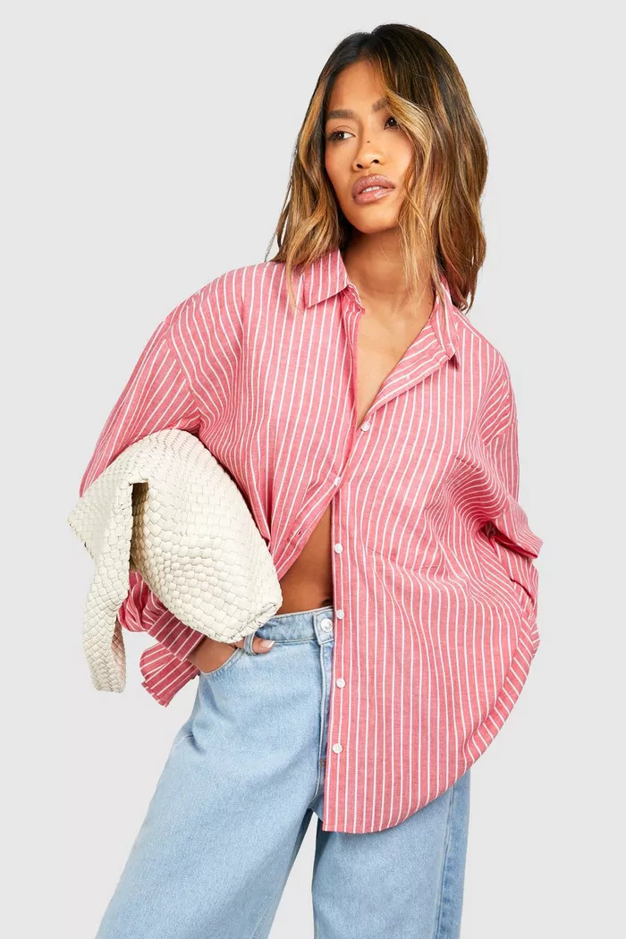 Oversized Pocket Detail Fine Stripe Shirt | Boohoo.com (UK & IE)