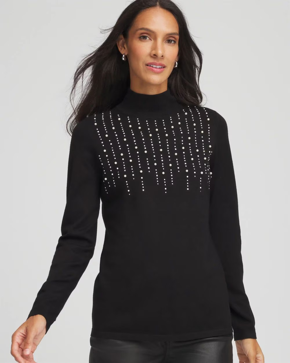 Ella Embellished Mockneck Sweater | Chico's