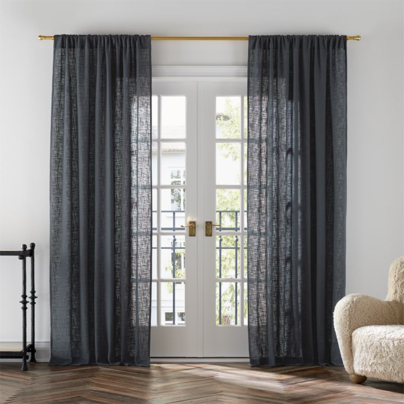 Lindstrom Organic Cotton Pinstripe Grey Curtain Panel 52"x120" + Reviews | Crate & Barrel | Crate & Barrel