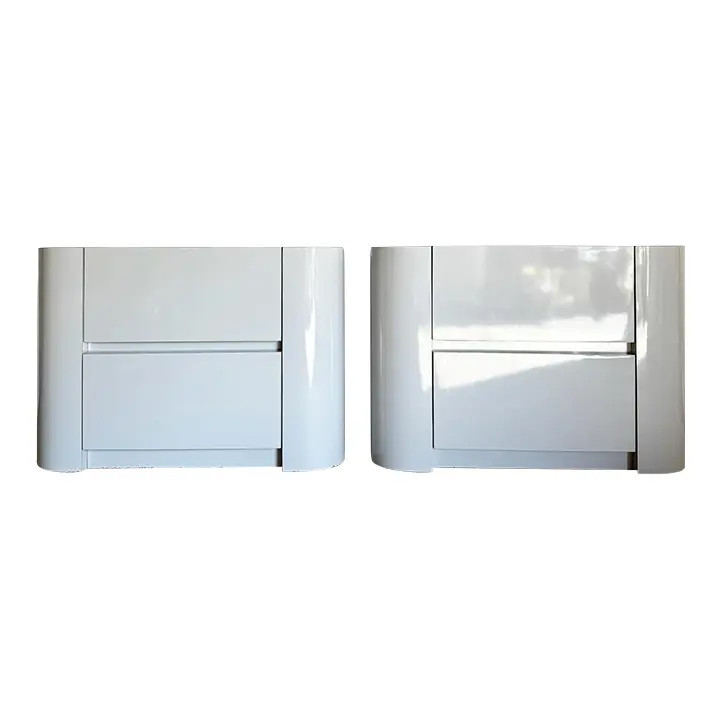 Postmodern Gray Lacquer Laminate Nightstands - a Pair | Chairish