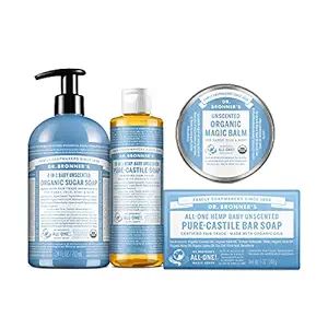 Dr. Bronner's Baby Unscented Gift Set - Pure-Castile Liquid and Bar Soaps, Organic Magic Balm, an... | Amazon (US)
