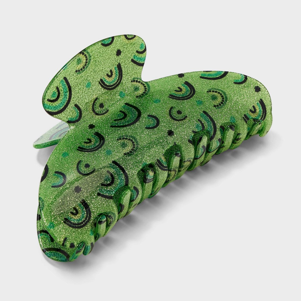 St. Patrick's Day Jumbo Glitter Rainbow Print Claw Hair Clip - Green | Target