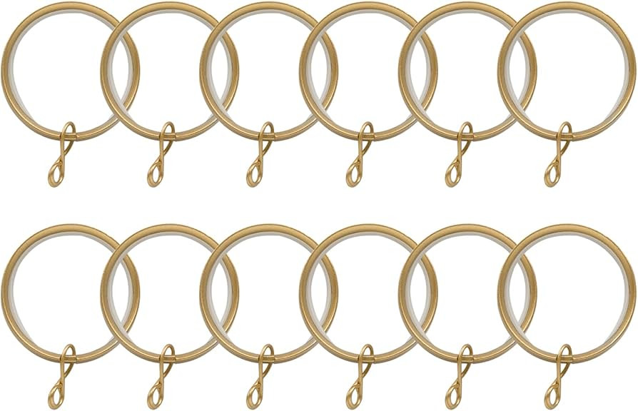TWOPAGES 12 Pack Gold Curtain Rings with Eyelets, 1.5" Ring for Curtain Pin Hooks | Amazon (US)
