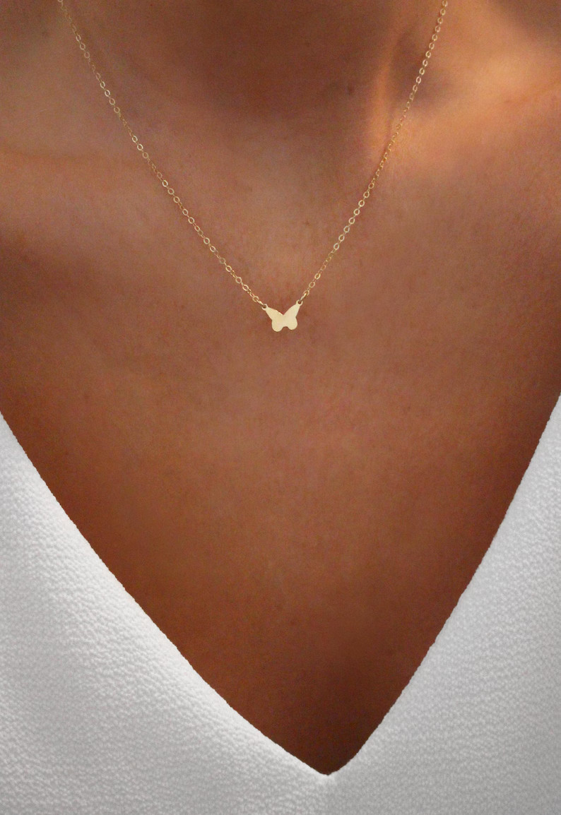 Butterfly Necklace | Dainty Gold Butterfly Pendant | Minimalist Butterfly Charm | Tiny Butterfly ... | Etsy (US)