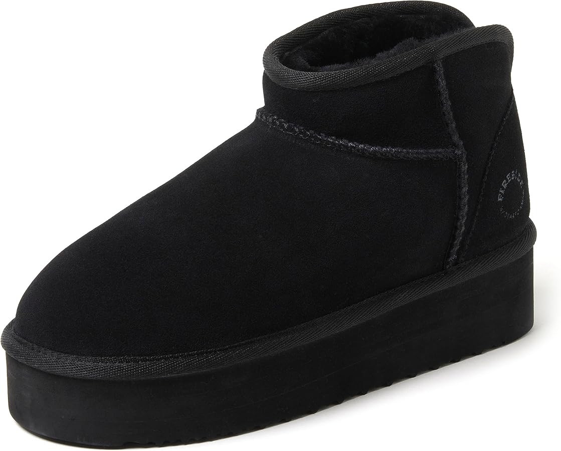 Fireside by Dearfoams Women's Riverland Shearling Fur Lined Mini Ankle Boot with Platform Slipper | Amazon (US)