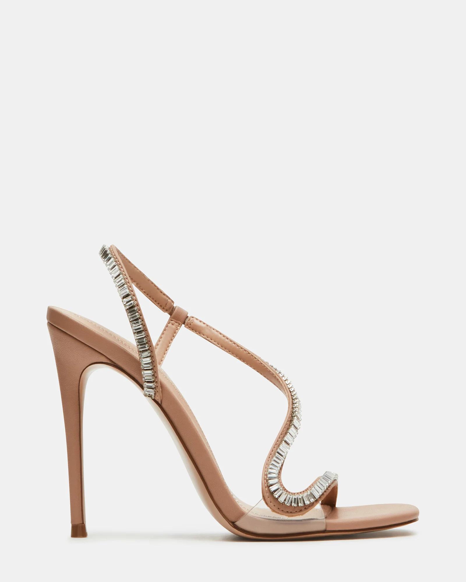 NESSA Natural Square Toe Rhinestone Stiletto Heel | Women's Heels | Steve Madden (US)