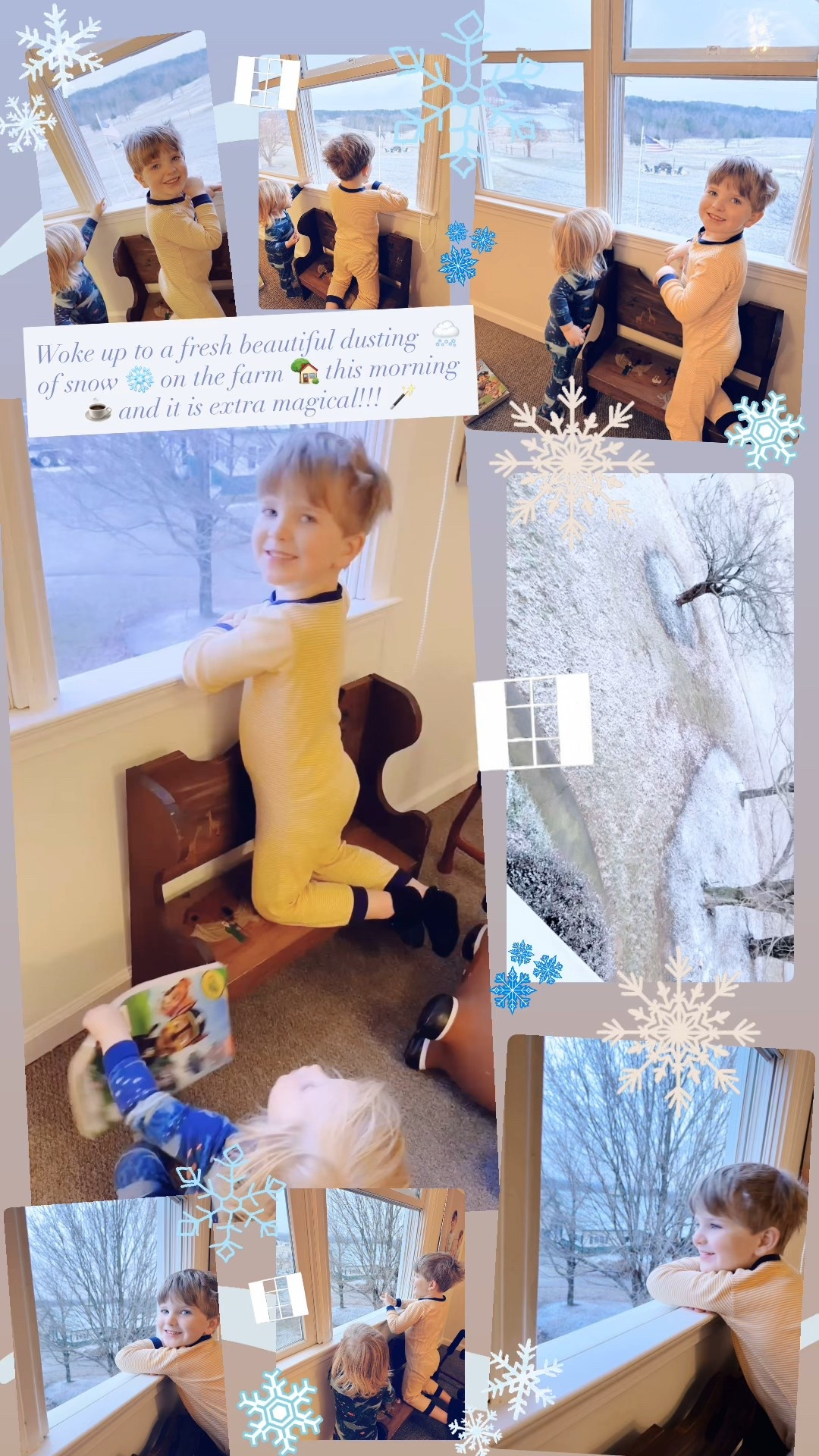 Woke up to a fresh beautiful dusting  🌨️ of snow ❄️ on the farm 🏡 this morning ☕️ and it is extra magical!!! 🪄 