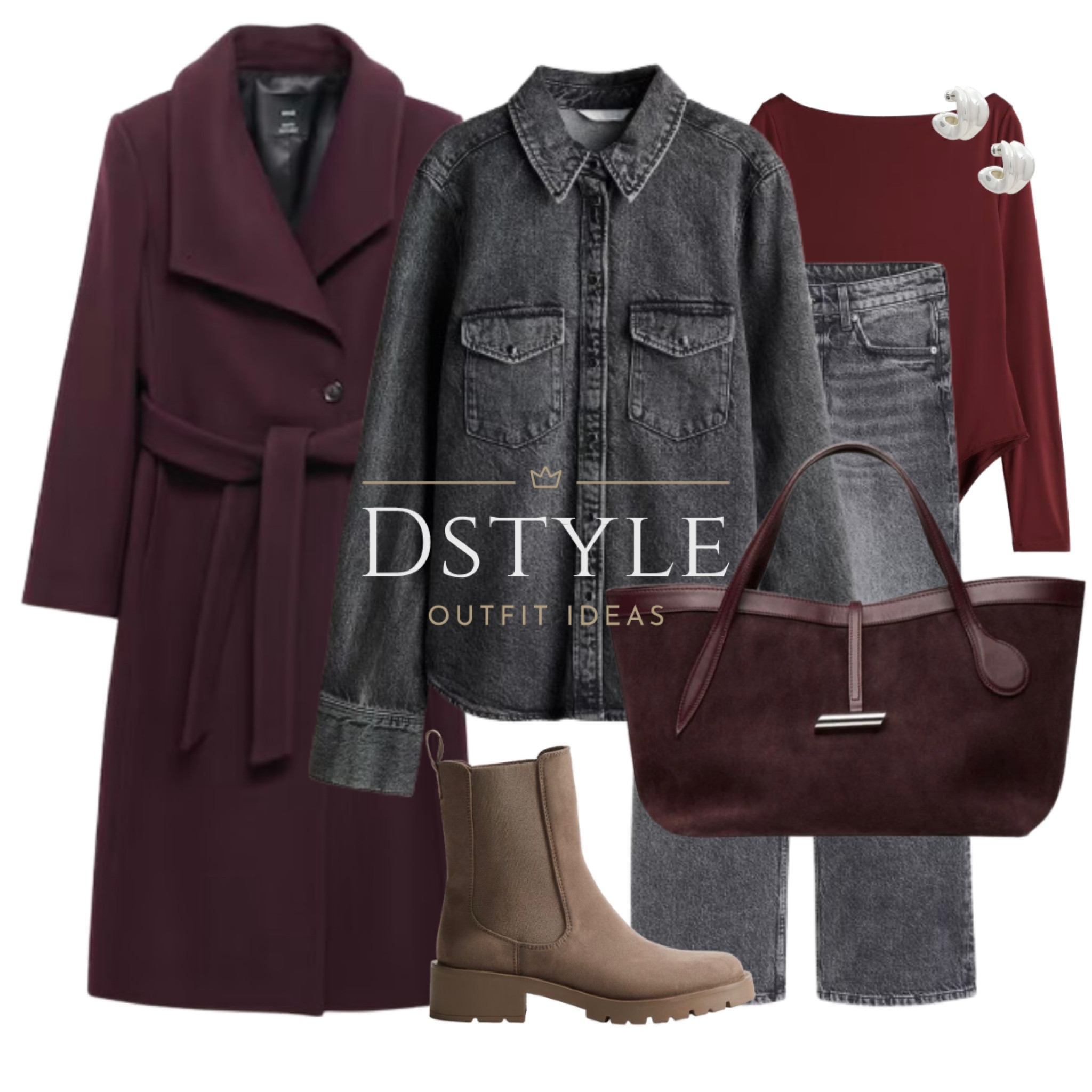 Maroon coat ( Italian Manteco wool), dark grey denim shirt, dark grey baggy wide jeans, burgundy bodysuit, suede tote bag,  chelsea boots

#LTKItBag #LTKFindsUnder50 #LTKStyleTip