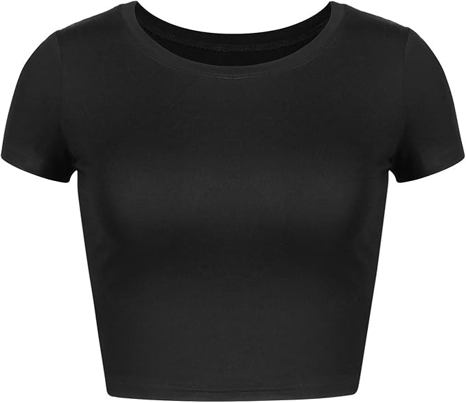 Artivaly Women's Basic Round Neck Short Sleeve Crop Top | Amazon (US)