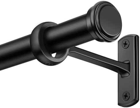 1 Inch Curtain Rods for Windows 72 to 144, Black Curtain Rod with Adjustable Length, Outdoor/Indo... | Amazon (US)