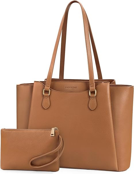 RAINSMORE Laptop Bag for Women 15.6 Inch Work Tote Bags Waterproof Computer Bags Leather Professi... | Amazon (US)