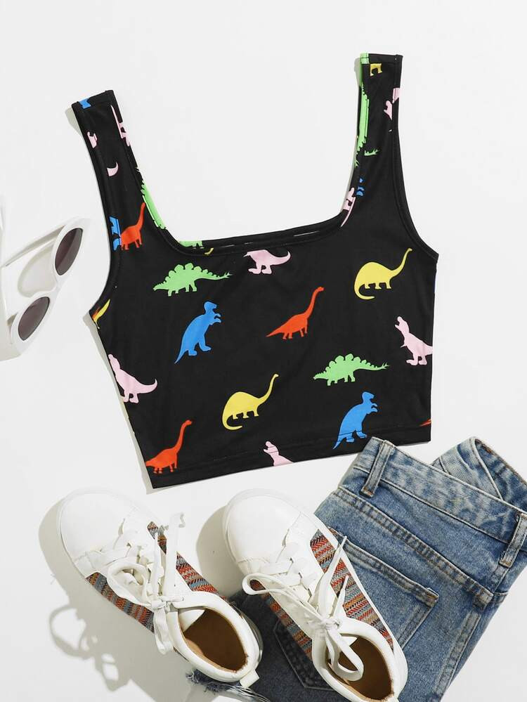 SHEIN Dinosaur Print Tank Top | SHEIN