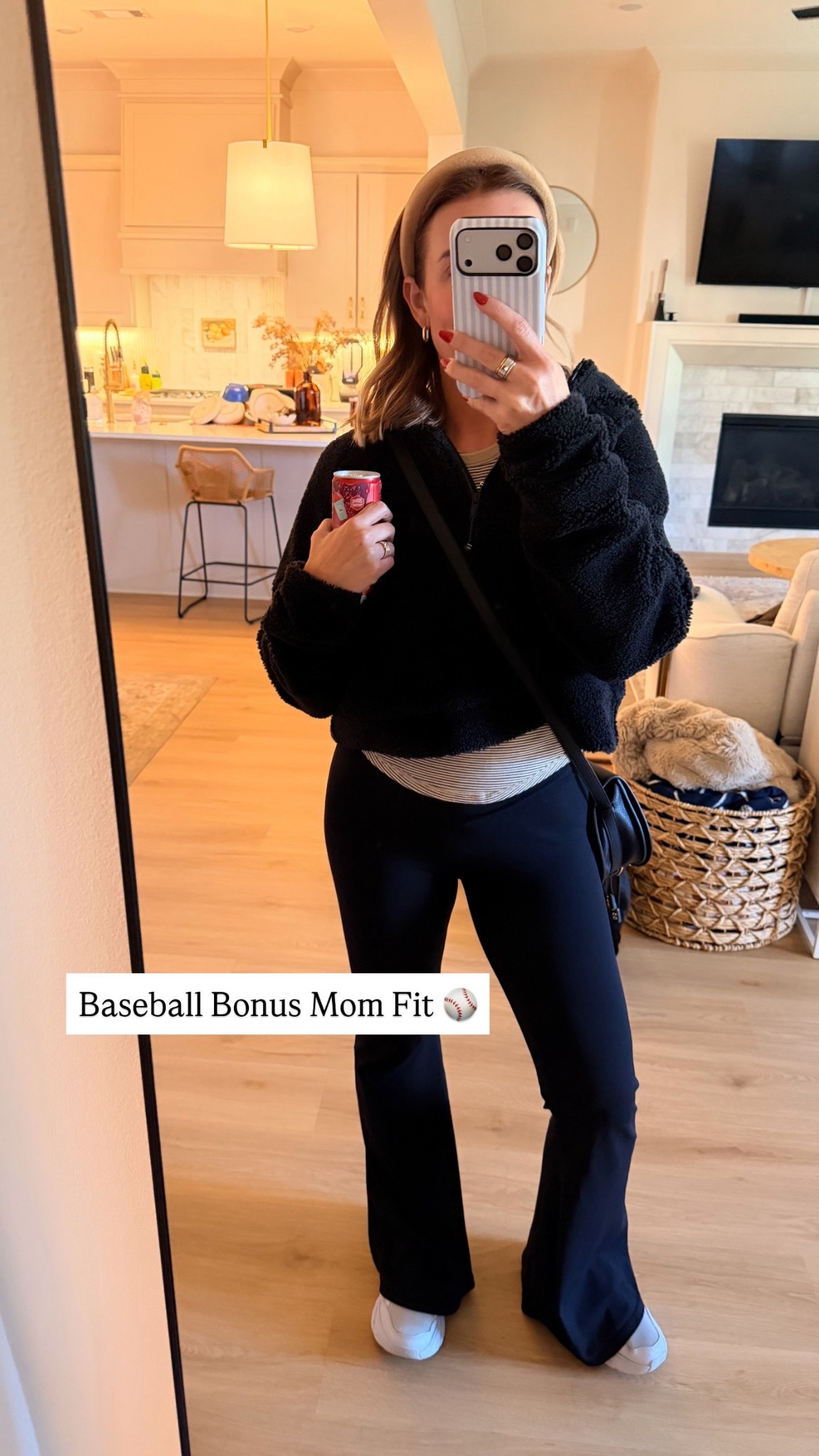 While we’re lucky enough for it to be still chilly outside this is cozy, but layered for when it’s warm and turns cool for evening games! 