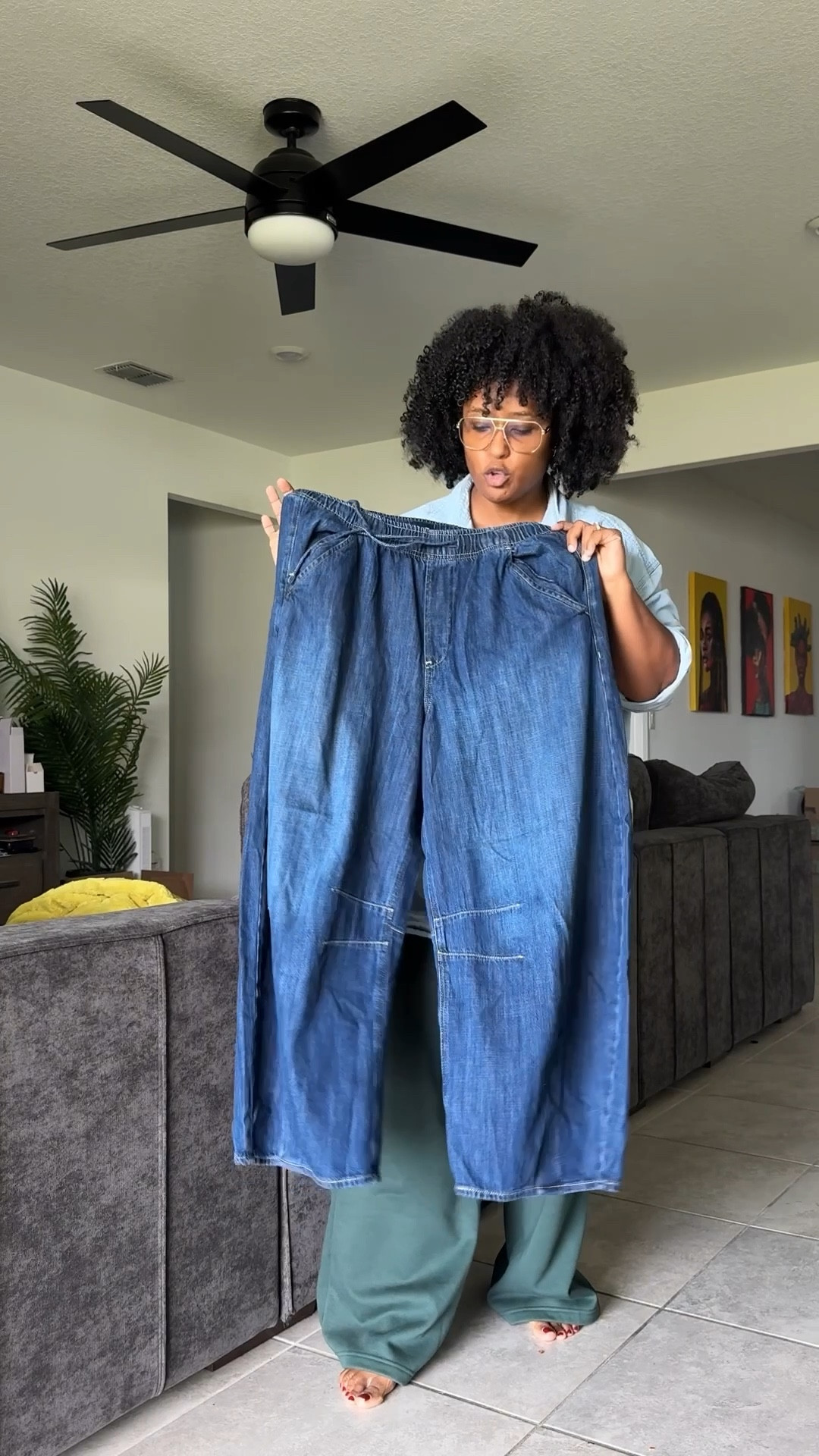 Gap drawstring horseshoe jeans. Wearing a Large    

#LTKOver40 #LTKMidsize