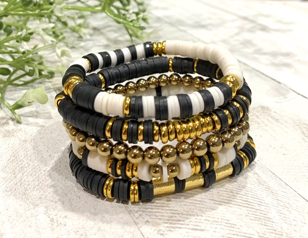 Heishi Bracelet Stack, Boho Jewelry For Women Bracelets, Wife Gift From Husband, Beaded Bracelet ... | Etsy (US)