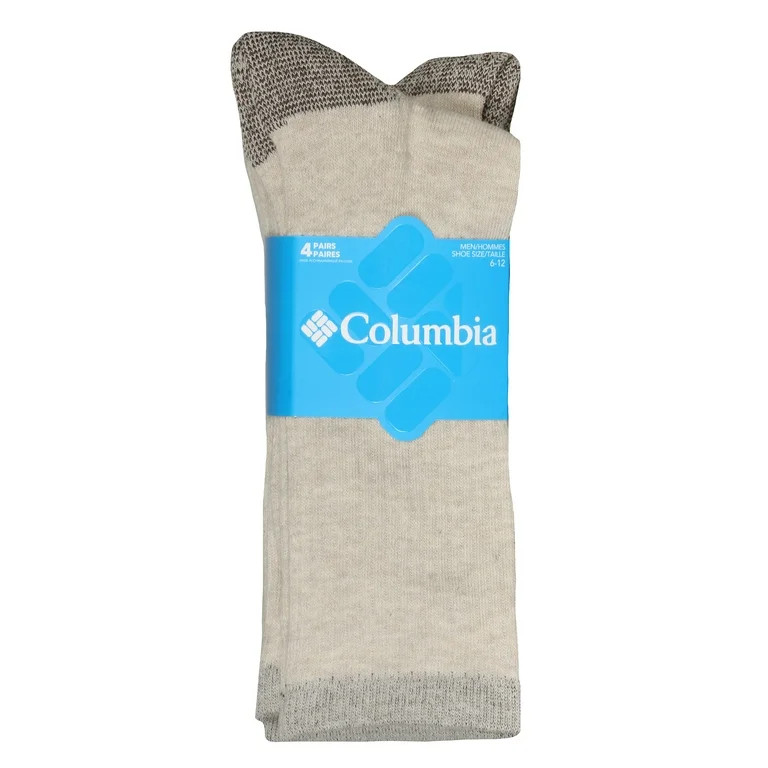Columbia Men's 4 Pack  Crew Mi-Chaussettes Socks (6-12, Khaki) | Walmart (US)