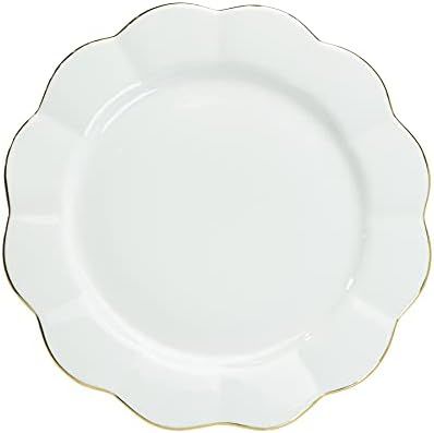 Gracie China by Coastline Imports Gracie China Porcelain White Gold Scallop Set of 4 Dinner Plate... | Amazon (US)