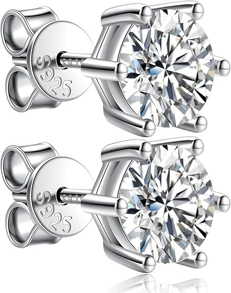 Moissanite Stud Earrings for Women 0.8Ct-4Ct,Jewelry for Her Girlfriend Mom Daughter Wedding Anni... | Amazon (US)