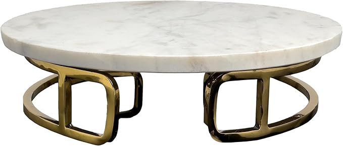 Round with 3-Inch Base - 12 Inch White and Gold Marble Cake Display Stand | Amazon (US)